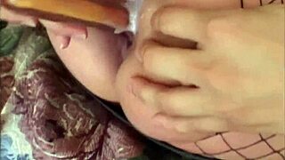 Fishnet stockings and high heels cougar gets bent over assfucked by monster cock with big tits bouncing