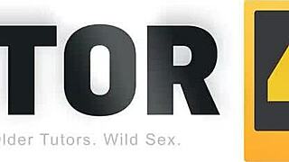 Need for sex! Mature redhead tutor in heels and stockings fetish-fucks horny teen stud!