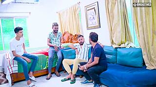 My desi girlfriend takes first gangbang with face cumshots