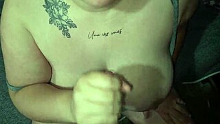 bbw amateur couple blowjob unloads all over big natural tits