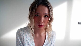 hot modest blonde teases in pov with her tight squirting pussy