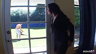 sexy asian milf cougar housewife seduces gardener boy for rough cheating fuck on her pussy