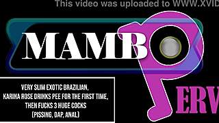 karina rose gulps pee first time then 3 huge cocks dap her slim ass bbc monsters!!