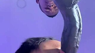 brunette teen sends stepbro off with deepthroat cumshot blowjob