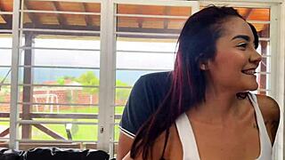 My workout routine with boyfriend turned into wild fucking bent over doggystyle with allison sweet