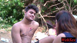 Lost love reunion turns into intimate outdoor passion for beautiful Indian girl