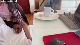 she skips coffee grabs my cock deepthroats till i cum inside jefao ator