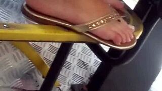 Young Hottie Perfect Little Feet Teased on Crowded Bus Part One