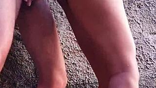 i took a risky naked shower in backyard neighbor saw fucked me right there