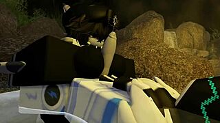 Suggestive shark dives deep in furry bath creampie action roblox