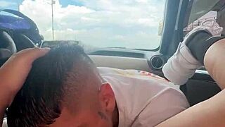 stranger interrupts asian teen's workout for public car blowjob and rough pussy fuck