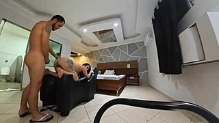 watching my cuckold hubby as that stud makes my pussy squirt on his huge cock