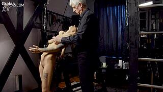 blonde russian babe's pussy stung red from brutal spanking session