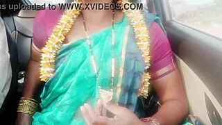Indian Housewife Dirties Talks Car Sex with Husband's Father on Long Drive