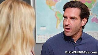 Blonde Teen Student Craves Teacher's Monster Cock Deepthroat and Fuck