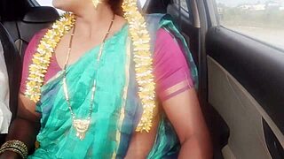 Indian Housewife Dirties Talks Car Sex with Husband's Father on Long Drive