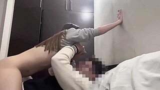 Skinny 18yo roommate shakes ass rides hard cock raw creampie