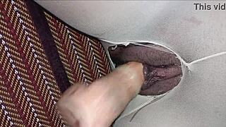 whoa her tight shaved pussy drips so much i finger both holes