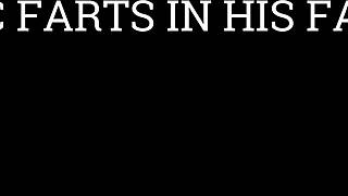 Goddess farts toxic humiliation in slave's face while he licks punished ass