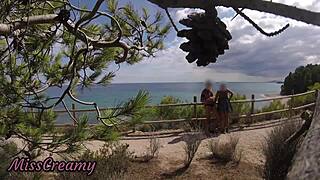 french beach girl grips my cock flash till mouth cumshot! 😲🍆💦