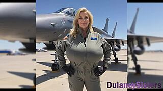 Blonde busty milf shows off her massive sexy tits and boobs