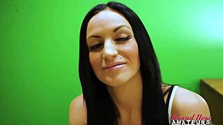 Horny petite brunette Carmen sucks cock deep then takes pussy and ass doggystyle cumshot facial