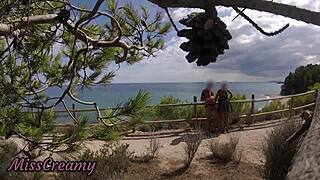 french beach girl grips my cock flash till mouth cumshot! 😲🍆💦