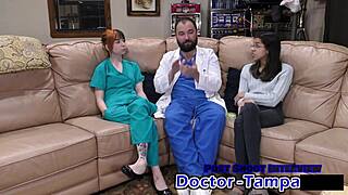 dr tampa gives ditria rose her first intense gyno exam up close
