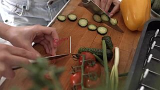 two bisexual teens tea mint and thea lun share hard dick in ffm threesome riding