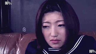 Japanese schoolgirl Nanami Ai stopped homeward—brutal young stud ravages her shaved slit!