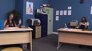 slutty office secretaries bend over for big cock foursome pounding