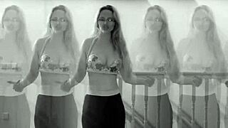 huge belly dancer goddess with glasses dances to music in celebrity fetish show