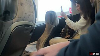 Public Dick Flashing Turns into Risky Handjob on Crowded Bus with Huge Cumshot!!