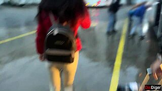 Public Dick Flashing Turns into Risky Handjob on Crowded Bus with Huge Cumshot!!