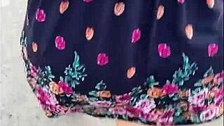 Hey check this street whore's upskirt flashing her fat pussy quick