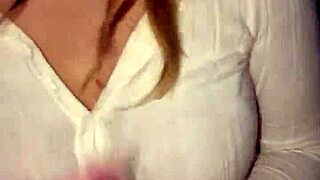 lipstick blowjob handjob from lactating teen leads to rough cum pov