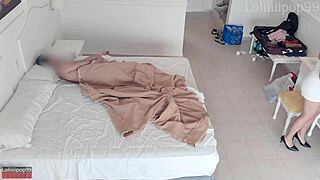 Horny Chinese wife orgasms wildly cheating with stranger in wrong room pov