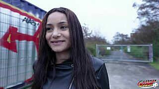 German scout unveils Agatha Santos' big saggy natural tits in first porn casting