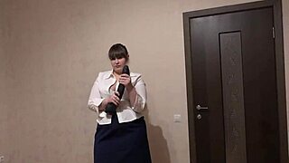 chubby boss milf fucks huge dildo in thong cums hard after work 😍 pawg action