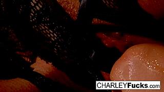 Charlie slips into wet fun licking sexy brunette Capri's pussy and tits!