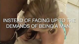 How does big black monster cock reduce crossdressing sissy to total interracial weakness?