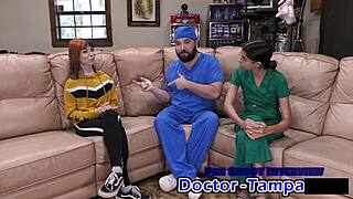dr tampa gives ditria rose her first intense gyno exam up close