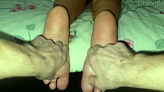 Stepmother Gets Intense Barefoot Foot Massage From Stepson Close Up Homemade