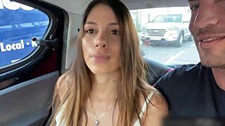Latina babe squirts wildly during uber quickie soaking driver