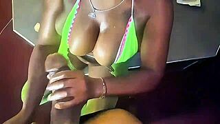 hood guy pays fresh 18+ big tit stripper then barebacks her oiled ebony pussy doggystyle all night