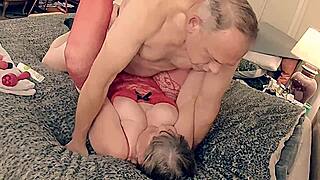 Granny red riding hood fucks huntsman with huge dildo