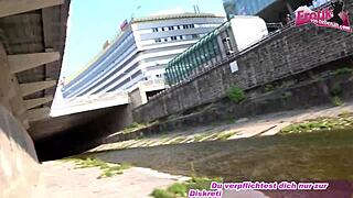 picked up this fat german bbw slut on street glasses tattooed for outdoor pov pounding