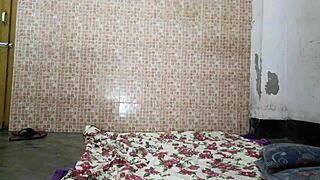 Busty Desi bhabhi bends over laundry room counter for servant's rough pounding
