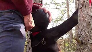 Blindfolded Milf Bound in Hood Chokes on Deep Facefucks