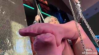 GODDESS CUTE FEET SWING IN THIN SHEER PINK PANTYHOSE CLOSE TO YOUR FACE TEASING TOES NYLON FETISH!